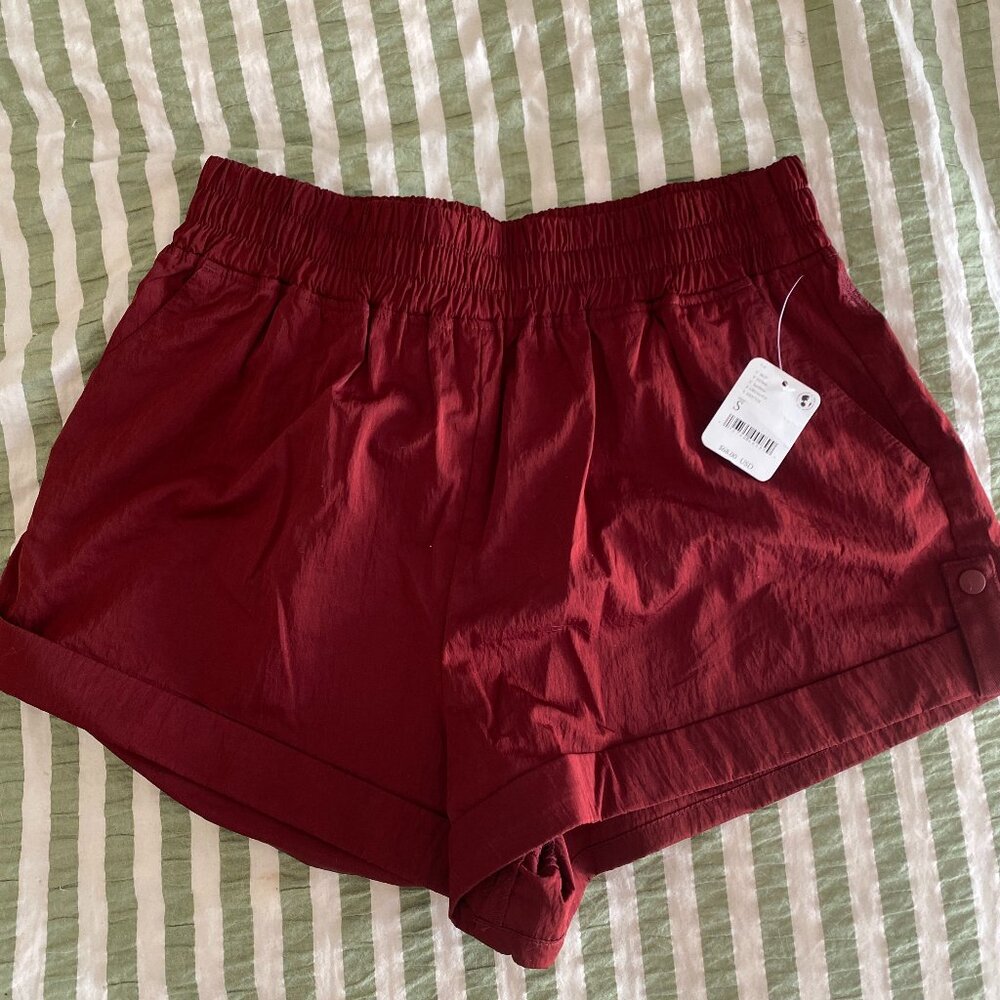 Burgundy Olympia Free People Movement hiking shorts NYT